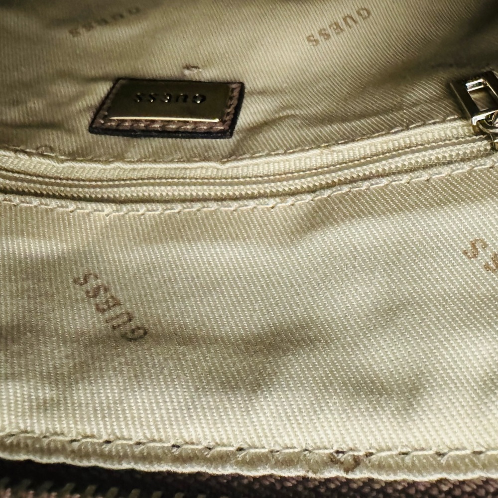 Guess Handbag Vegan Pebble Leather Brown Tan With… - image 4